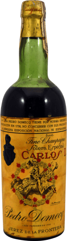 82,95 € Free Shipping | Brandy Pedro Domecq Carlos I Estilo Fine Champagne Collector's Specimen 1960's Spain Bottle 75 cl