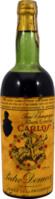 109,95 € Envío gratis | Brandy Pedro Domecq Fundador Carlos I Estilo Fine Champagne 1960's Ejemplar Coleccionista España Botella 75 cl