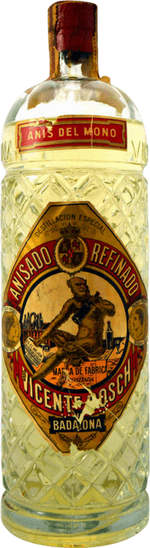 46,95 € Free Shipping | Aniseed Liqueur Anís del Mono Collector's Specimen 1960's Spain Bottle 1 L