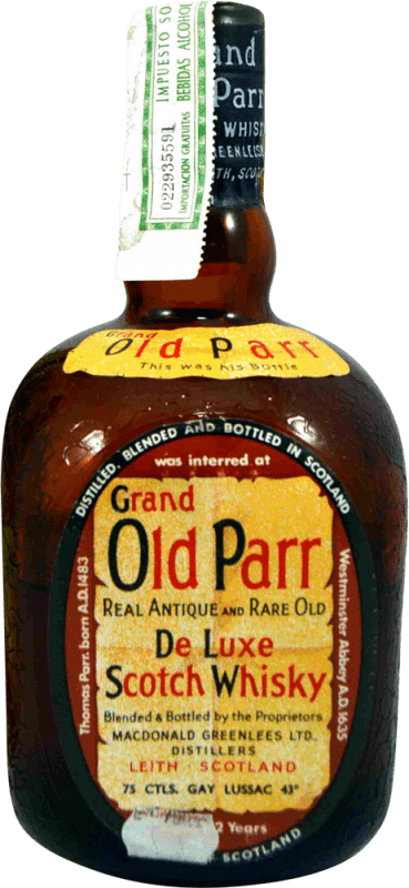 38,95 € 免费送货 | 威士忌混合 Macdonald Greenlees Grand Old Parr 珍藏版 1970 年代 英国 瓶子 75 cl