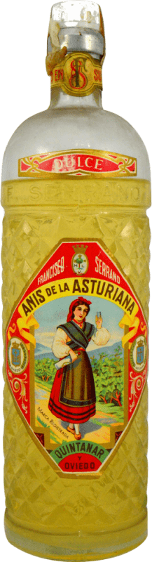 56,95 € 免费送货 | 八角 Anís de la Asturiana Francisco Serrano 珍藏版 1970 年代 西班牙 瓶子 1 L