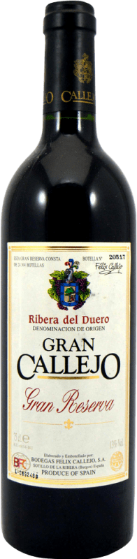 93,95 € Kostenloser Versand | Rotwein Félix Callejo Gran Callejo Sammlerexemplar Große Reserve 1989 Spanien Flasche 75 cl