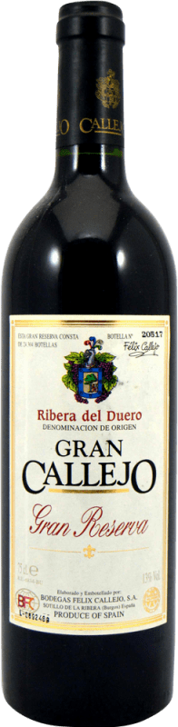 97,95 € Envoi gratuit | Vin Rouge Félix Callejo Gran Callejo Grande Réserve 1989 Espagne Bouteille 75 cl Objet de Collection Non Destinée à la Consommation