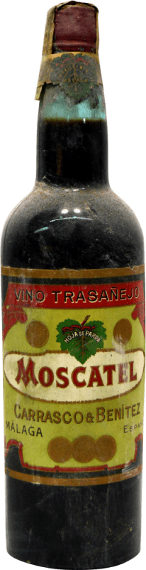 46,95 € Envoi gratuit | Vin Doux Carrasco & Benítez 1940's Espagne Moscatel — Muscat Bouteille 75 cl Objet de Collection Non Destinée à la Consommation