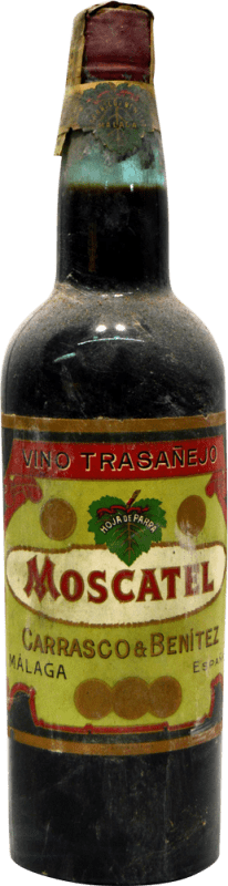 44,95 € Spedizione Gratuita | Vino dolce Carrasco & Benítez Esemplare da Collezione anni '40 Spagna Moscato Giallo Bottiglia 75 cl