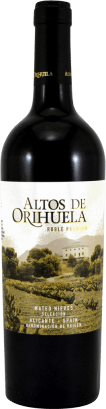 6,95 € 免费送货 | 红酒 Mateo Altos de Orihuela Premium 橡木 D.O. Alicante 巴伦西亚社区 西班牙 Syrah, Monastrell 瓶子 75 cl