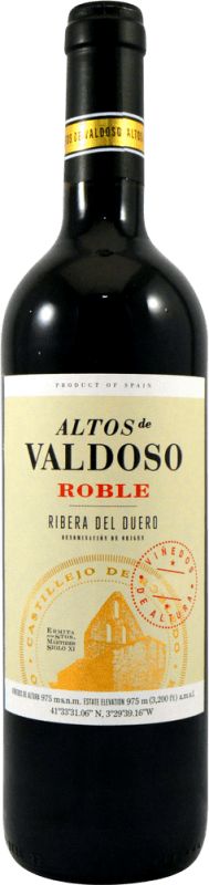 6,95 € 免费送货 | 红酒 Castillejo de Robledo Altos de Valdoso 橡木 D.O. Ribera del Duero 卡斯蒂利亚莱昂 西班牙 Tempranillo 瓶子 75 cl