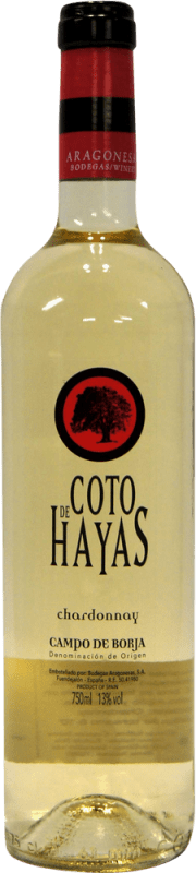 4,95 € Бесплатная доставка | Белое вино Bodegas Aragonesas Coto de Hayas D.O. Campo de Borja Испания Chardonnay — Шардоне Бутылка 75 cl