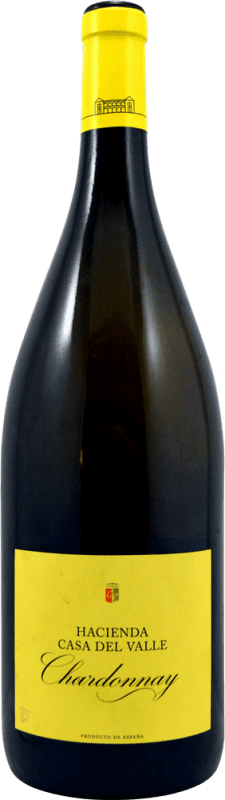 10,95 € Envío gratis | Vino blanco Casa del Valle I.G.P. Vino de la Tierra de Castilla Castilla la Mancha España Chardonnay Botella Magnum 1,5 L