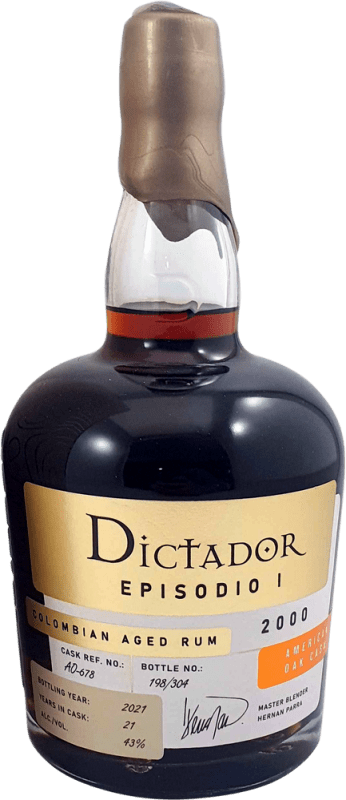 151,95 € Spedizione Gratuita | Rum Destilerías Colombianas Dictador Episodio I American Oak Cask Colombia Bottiglia 70 cl