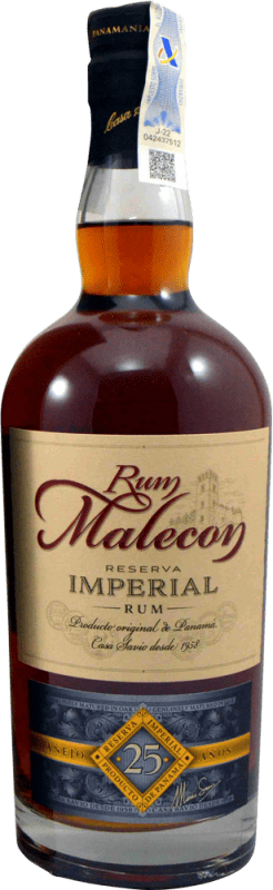 89,95 € Envio grátis | Rum Bodegas de América Malecon Imperial Reserva Panamá 25 Anos Garrafa 70 cl