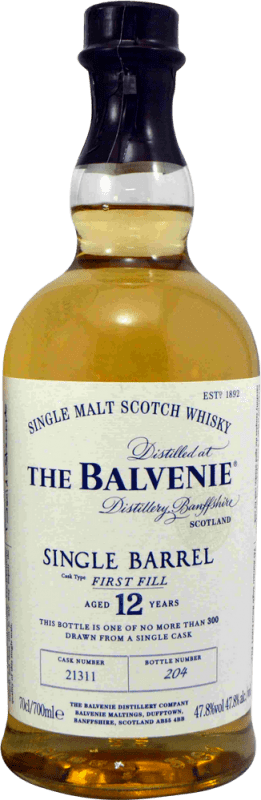 157,95 € 免费送货 | 威士忌单一麦芽威士忌 Balvenie Single Barrel First Fill 英国 12 岁 瓶子 70 cl