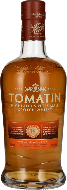 98,95 € Free Shipping | Whisky Single Malt Tomatin Moscatel Wine Casks United Kingdom 16 Years Bottle 70 cl