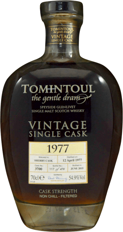1 755,95 € Kostenloser Versand | Whiskey Single Malt Tomintoul 1977 Vintage Single Cask Großbritannien Flasche 70 cl