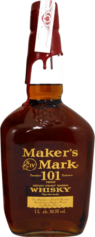 76,95 € Envio grátis | Whisky Bourbon Maker's Mark 101 Proof Estados Unidos Garrafa 1 L