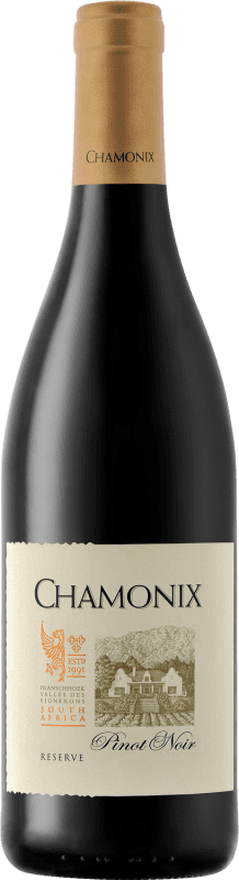 55,95 € Free Shipping | Red wine Chamonix Reserve I.G. Franschhoek Stellenbosch South Africa Pinot Black Bottle 75 cl