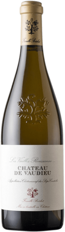 89,95 € Envío gratis | Vino blanco Château de Vaudieu Les Vieilles Crianza A.O.C. Châteauneuf-du-Pape Provence Francia Roussanne Botella 75 cl