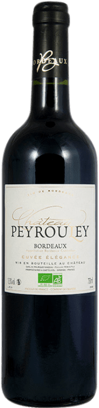 9,95 € Envío gratis | Vino tinto Château Peyrouley Cuvée Élégance A.O.C. Bordeaux Burdeos Francia Merlot, Cabernet Sauvignon Botella 75 cl