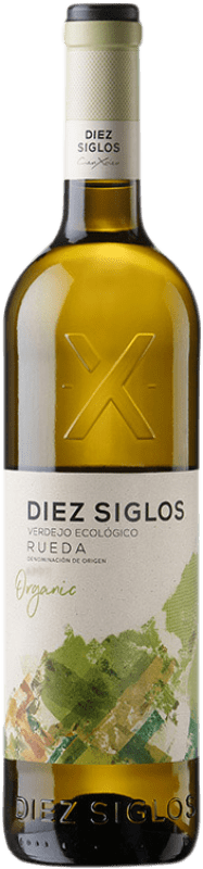 10,95 € 免费送货 | 白葡萄酒 Diez Siglos D.O. Rueda 卡斯蒂利亚莱昂 西班牙 Verdejo — 维德霍 Eco — 生态 有机 天然 75 cl