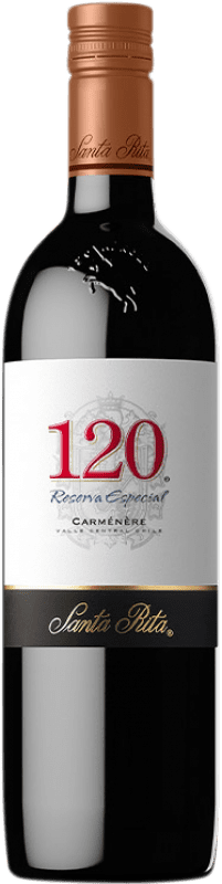 12,95 € 免费送货 | 红葡萄酒 Santa Rita 120 特别 珍藏 I.G. Valle Central 中央谷地 智利 Carmenère — 佳美娜 75 cl