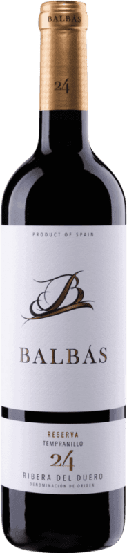 56,95 € Envio grátis | Vinho tinto Balbás Reserva D.O. Ribera del Duero Castela e Leão Espanha Tempranillo Garrafa 75 cl