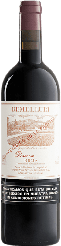 39,95 € Envío gratis | Vino tinto Ntra. Sra. de Remelluri Envejecido en la Propiedad Reserva D.O.Ca. Rioja La Rioja España Tempranillo, Garnacha, Graciano, Viura, Malvasía Botella 75 cl