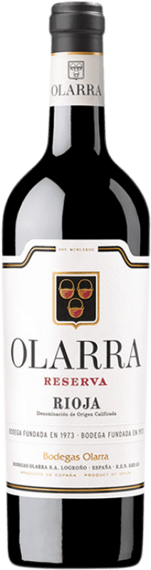 21,95 € 送料無料 | 赤ワイン Olarra レセルバ D.O.Ca. Rioja ラ・リオハ スペイン Tempranillo — テンプラニーリョ, Garnacha — グルナッシュ, Graciano — グラシアーノ, Mazuelo — マスエロ 75 cl