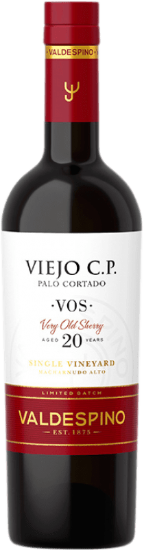51,95 € 免费送货 | 加强葡萄酒 Valdespino CP Palo Cortado — 帕洛科塔多酒 VOS Very Old Sherry — 极陈雪莉酒 D.O. Jerez-Xérès-Sherry 安达卢西亚 西班牙 Palomino Fino 瓶子 Medium 50 cl