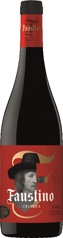 8,95 € 送料無料 | 赤ワイン Faustino 高齢者 D.O.Ca. Rioja ラ・リオハ スペイン Tempranillo ボトル 75 cl