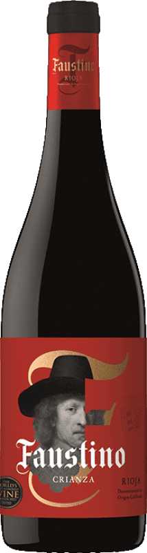 13,95 € Kostenloser Versand | Rotwein Faustino Crianza — Kurze Fassreifung D.O.Ca. Rioja La Rioja Spanien Tempranillo Flasche 75 cl