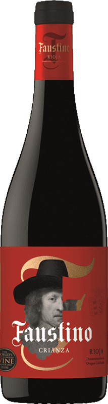 9,95 € Envio grátis | Vinho tinto Faustino Crianza D.O.Ca. Rioja La Rioja Espanha Tempranillo Garrafa 75 cl