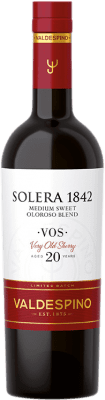 85,95 € 免费送货 | 甜葡萄酒 Valdespino 1842 Solera — 雪利酒系统, Oloroso — 奥洛罗索酒 VORS Very Old Rare Sherry — 极其稀有陈年雪莉酒 D.O. Jerez-Xérès-Sherry 安达卢西亚 西班牙 Palomino Fino, Pedro Ximénez 中瓶装 50 cl