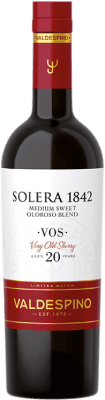 81,95 € 免费送货 | 甜酒 Valdespino Solera 1842 Oloroso V.O.S. D.O. Jerez-Xérès-Sherry 安达卢西亚 西班牙 Palomino Fino, Pedro Ximénez 瓶子 Medium 50 cl