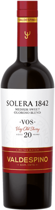 81,95 € Spedizione Gratuita | Vino dolce Valdespino Solera 1842 Oloroso V.O.S. D.O. Jerez-Xérès-Sherry Andalusia Spagna Palomino Fino, Pedro Ximénez Bottiglia Medium 50 cl