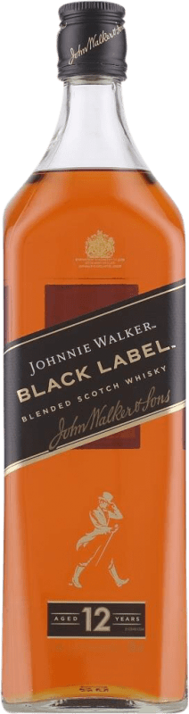 47,95 € Spedizione Gratuita | Whisky Blended Johnnie Walker Black — Edizione Nera Scozia Regno Unito 12 Anni Bottiglia 1 L