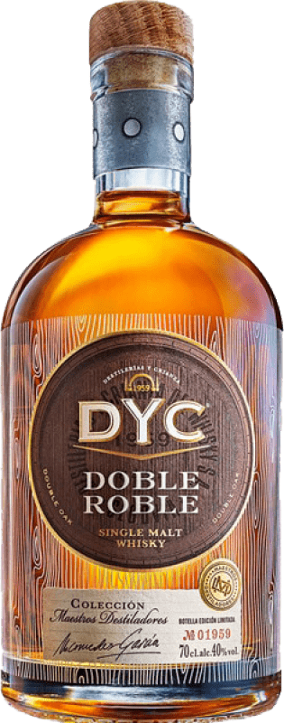 44,95 € Kostenloser Versand | Whiskey Single Malt DYC Doble Roble Spanien Flasche 70 cl