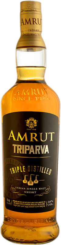 214,95 € Envío gratis | Whisky Single Malt Amrut Indian Triparva Triple Distilled India Botella 70 cl