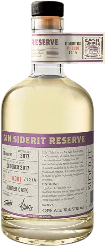 53,95 € Envoi gratuit | Genièvre Gin Siderit Cask Finish — Finition en Fût Réserve Espagne 70 cl Juniper — Genévrier, Tostado — Grillé