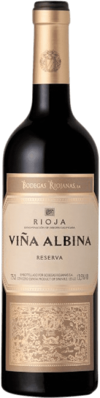 9,95 € Envoi gratuit | Vin rouge Bodegas Riojanas Viña Albina Negre Réserve D.O.Ca. Rioja La Rioja Espagne Tempranillo, Graciano, Mazuelo, Carignan Bouteille 75 cl
