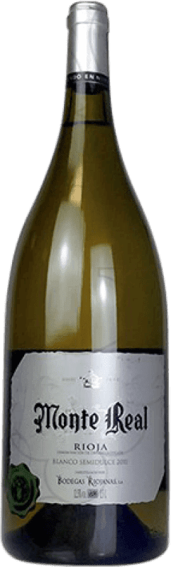 13,95 € Envio grátis | Vinho branco Bodegas Riojanas Monte Real Semi-seco Semi-doce Jovem D.O.Ca. Rioja La Rioja Espanha Malvasía, Macabeo Garrafa Magnum 1,5 L
