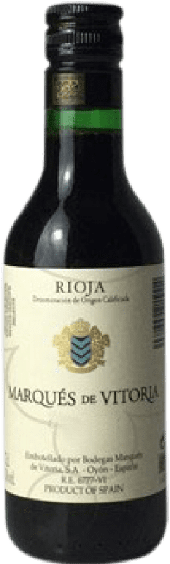 2,95 € Kostenloser Versand | Rotwein Marqués de Vitoria Crianza — Kurze Fassreifung D.O.Ca. Rioja La Rioja Spanien Tempranillo Kleine Flasche 18 cl
