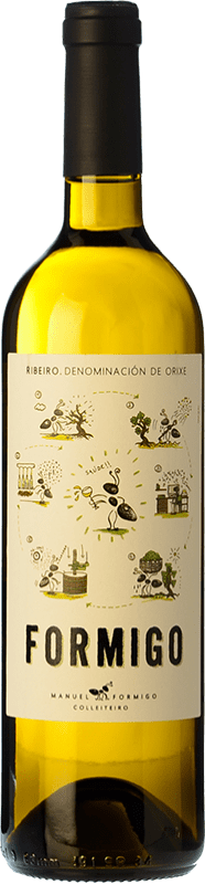 10,95 € Envio grátis | Vinho Branco Formigo Jovem D.O. Ribeiro Galiza Espanha Torrontés, Godello, Loureiro, Palomino Fino, Treixadura, Albariño — Albarinho 75 cl