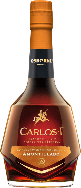 56,95 € Бесплатная доставка | Бренди Osborne Carlos I Amontillado D.O. Jerez-Xérès-Sherry Андалусия Испания бутылка 70 cl