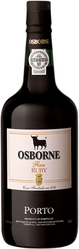 12,95 € Envío gratis | Vino Generoso Fortificado Osborne Ruby I.G. Porto Oporto Portugal Tempranillo, Touriga Franca, Touriga Nacional, Tinta Amarela, Tinta Cão, Tinta Barroca 75 cl