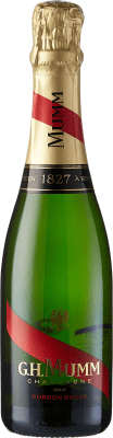 31,95 € Kostenloser Versand | Weißer Sekt G.H. Mumm Cordon Rouge Brut — Herb Große Reserve — Lange Reifung A.O.C. Champagne Frankreich Pinot Noir — Spätburgunder, Chardonnay, Pinot Meunier — Schwarzriesling Halbflasche 37 cl