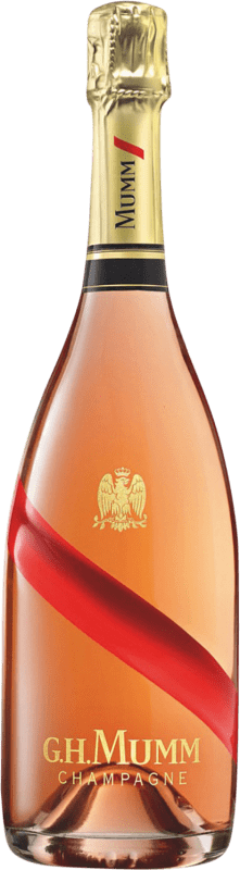 135,95 € Kostenloser Versand | Rosé Sekt G.H. Mumm Cordon Rouge Brut — Herb Große Reserve — Lange Reifung A.O.C. Champagne Frankreich Pinot Noir — Spätburgunder, Chardonnay, Pinot Meunier — Schwarzriesling Magnumflasche 1,5 L