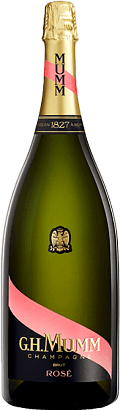 141,95 € Kostenloser Versand | Rosé Sekt G.H. Mumm Cordon Brut — Herb Rouge — Rot Große Reserve — Lange Reifung A.O.C. Champagne Frankreich Pinot Noir — Spätburgunder, Chardonnay, Pinot Meunier — Schwarzriesling Magnumflasche 1,5 L