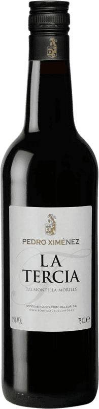 5,95 € Envio grátis | Vinho fortificado Cruz Conde Tercia Fino D.O. Montilla-Moriles Andalucía y Extremadura Espanha Pedro Ximénez Garrafa 75 cl