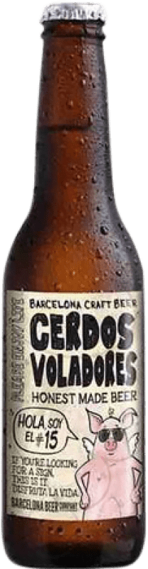 3,95 € Envío gratis | Cerveza Barcelona Beer Cerdos Voladores IPA España Botellín Tercio 33 cl