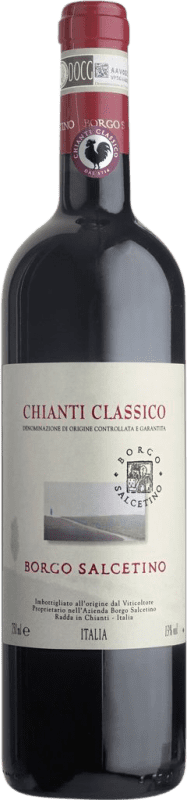 19,95 € Kostenloser Versand | Rotwein Borgo Salcetino Alterung D.O.C.G. Chianti Classico Italien Sangiovese, Canaiolo Schwarz Flasche 75 cl
